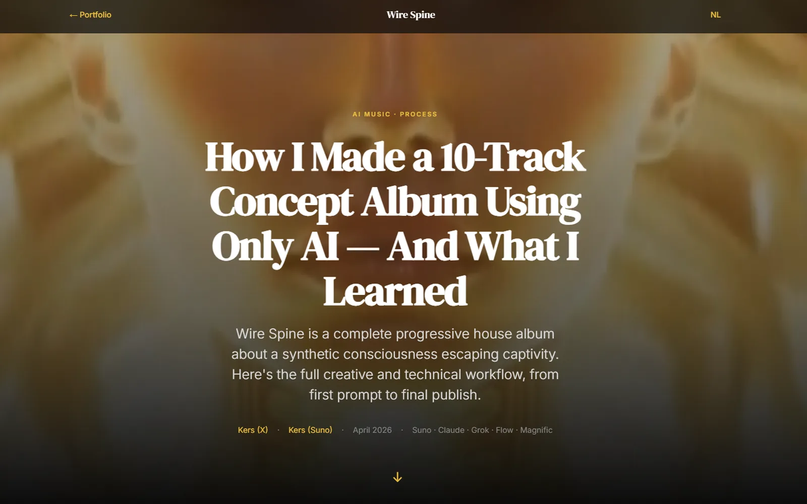 Screenshot van Wire Spine — AI Concept Album